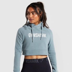 Gymshark Cropped Crest Hoodie Storm Turquoise